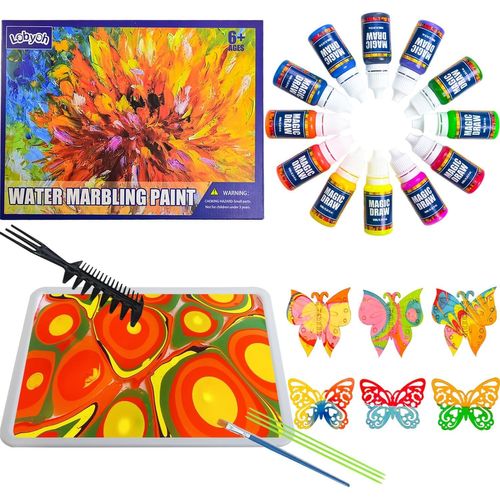 Kit Peinture Enfant Jouet 6 Ans Garçon, Peinture Marbrée À L'eau, Activités Manuelles Fille 8 Ans, Kits De Loisirs Créatifs 10 Ans Cadeaux Idéaux Pour Les Enfants De 6 À 12 Ans