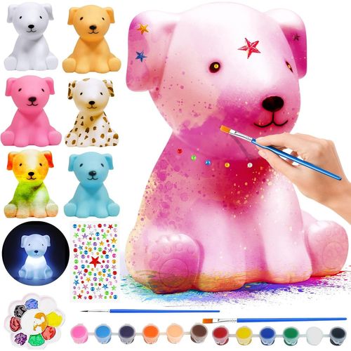 Kit Peinture Enfant avec Lampe de Chien, Veilleuse de Peindre 3D, Kit de Materiel Dessin Bricolage Jouet,Loisir Ensemble Créatif activité pour Garçons, Cadeau d'anniversaire pour Filles de 3-12 Ans