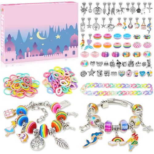 Idée Cadeau 5-12 Ans, Kit de Fabrication de Bracelets, DIY Enfant Jouet Fille, Bijoux et Perles pour Enfants
