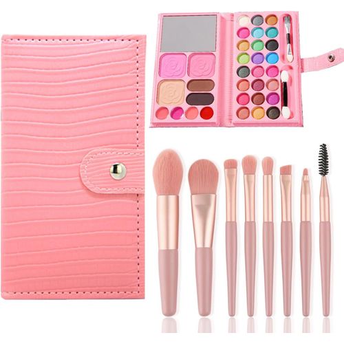 Ensemble De Maquillage Pour Filles, 33 Couleurs, Jouets De Maquillage Pour Enfants, Cosmétiques Non Toxiques Pour Enfants Avec 8 Pinceaux Lavables, Performance Scénique, Halloween, Fête 