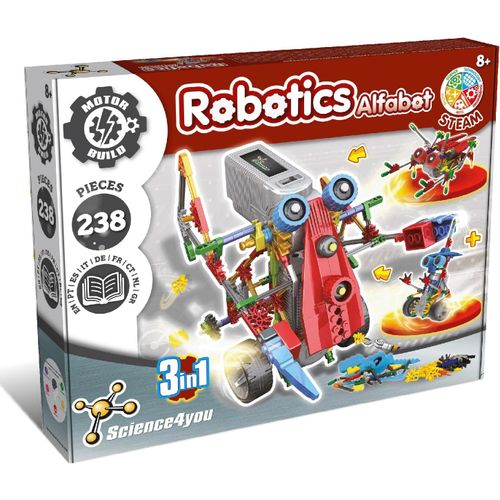 Robotique Alfabot - Kit Robot à Construire de 238 pièces Enfants +8 Ans, Monter 3 Robots Interactif, Jeux de Construction, Activites Manuelles, Jeu STEM pour Enfants 7 8 9 10+ Ans