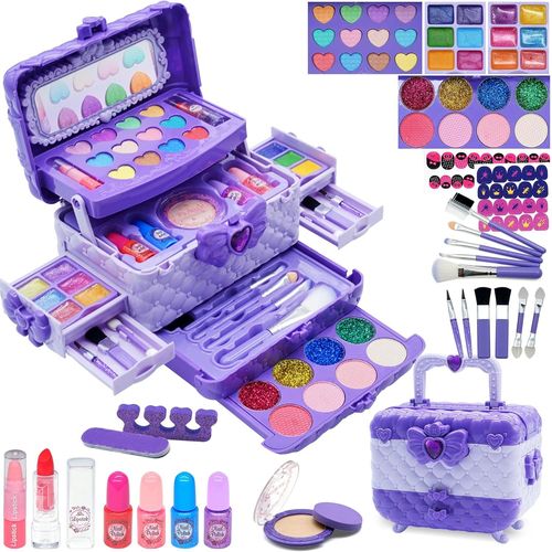 Maquillage Jouet Filles,Kit de Enfant,Non Toxique Lavable Coffret Maquillage Filles Cadeau de Noël Anniversaire Fille4-12 Ans