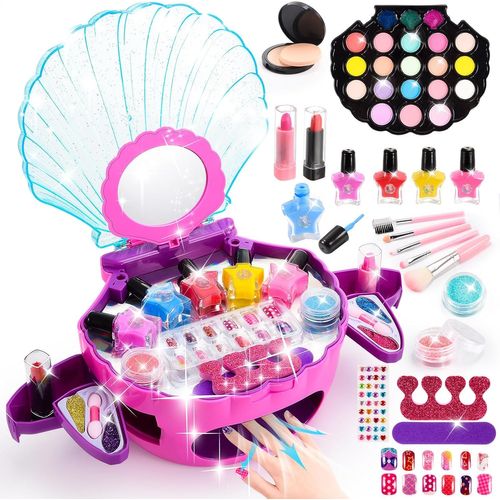 Cadeau Fille 3 4 5 6 7 8 Ans, Maquillage Enfant Fille Malette Maquillage pour Enfants Jouet Filles 4-10 Ans Coffret Maquillage Enfants Cadeau Noël Anniversaire Filles 4 5 6 7 8 Vernis Enfant à l'eau