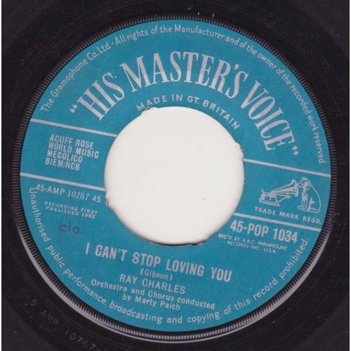 45 Trs Juke Box U.K. I Can't Stop Loving You / Born To Lose (1962) - Ray Charles