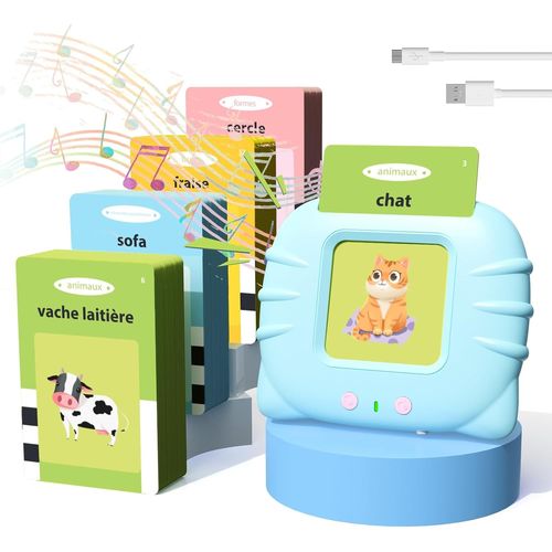 Cartes Éducatives Sonores Pour Enfant De 1 À 6 Ans, Jeux Montessori, Vocabulaire Pour Apprendre Le Français (224 Mots), Premiers Mots De Bébé, Cadeau Enfant Dès 18 Mois (Bleu)
