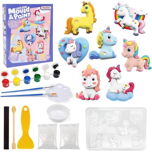 Licorne Jouet Fille Kit de Peinture,Ensembles D'artisanat de Peinture pour Enfants,Créatif Cadeau Anniversaire Noël avec Moulage de Plâtre Enfants, pour Filles 3 4 5 6 8 9 10 12 Ans