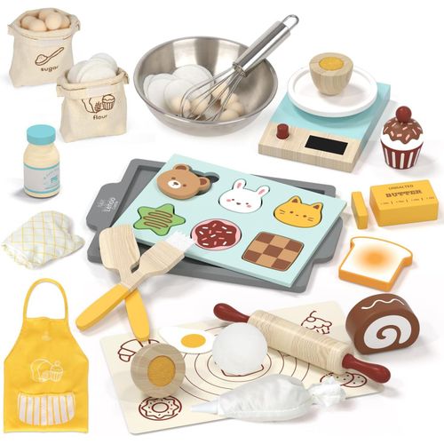 Accessoire Cuisine Enfant, Jouet de Cuisine en Bois Enfant, Jouets de Pâtisserie, Accessoires Cuisine Enfant, Jouet Alimentaire, Jouet Montessori 3 4 5 6 7 Ans