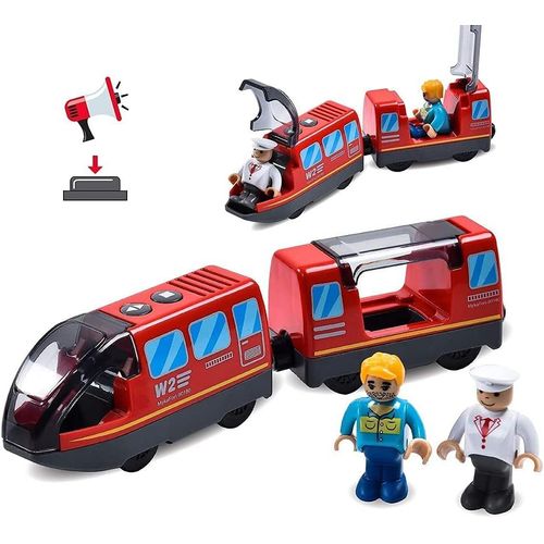 Train électrique Local Train en Bois,Electric Train Toy, Locomotive pour Enfants Compatible avec Les Rails en Bois Enfants Jouets garçon Fille Bambin