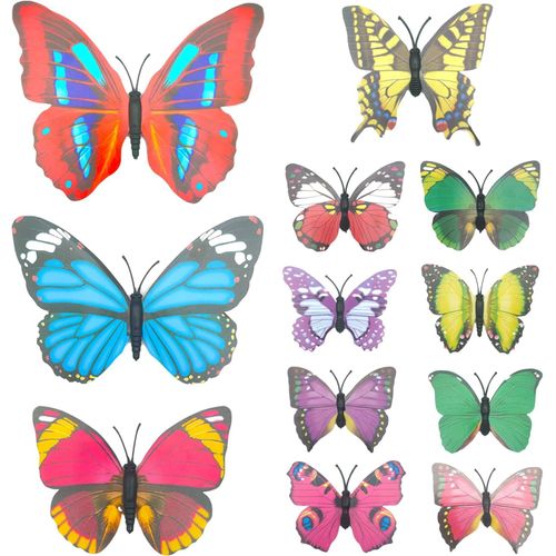 Y5HDQT Lot de 12 décorations murales en forme de papillon pour intérieur et extérieur, jardin, cour, abris de jardin, clôtures, décoration (3 tailles) 7/9/12 cm