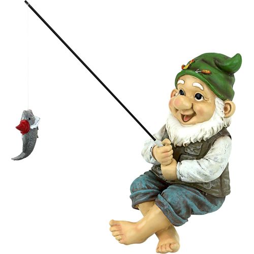 QM2806500 Garden Gnome Statue - Ziggy la pêche Gnome Sitter - Jardin extérieur Gnomes - Statues drôle Gnome Lawn