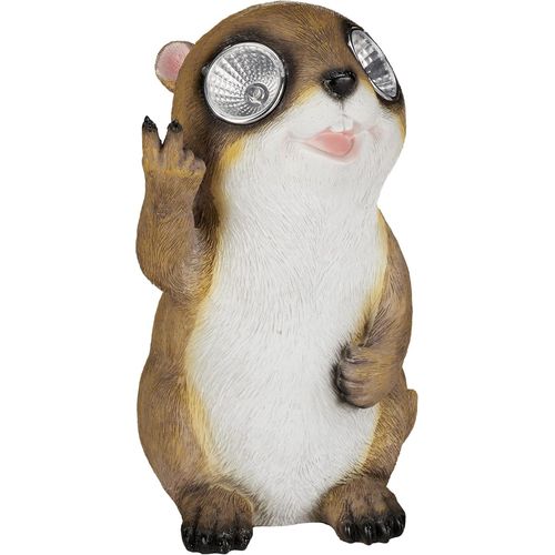Statue De Jardin Marmotte, Statue D¿Animal Avec Yeux Solaires Led, Déco Pour Jardin, Balcon, 23 X 13 X 13 Cm