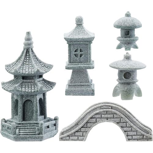 5 Styles Lanterne Pagode Statue De Jardin Lampe Pagode Japonaise Lanterne Pierre Passerelle Figurines Pour Paysage Balcon Jardin Patio Porche Cour Art Ornement