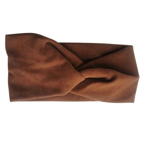 Bandeau Croisé Pour Cheveux Basique En Jersey Soyeux Uni Cosy Marron