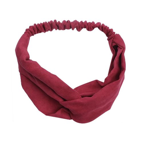 Bandeau Croisé Pour Cheveux En Velours Uni Raffiné Bordeaux