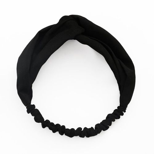 Bandeau Croisé Pour Cheveux En Velours Uni Raffiné Noir