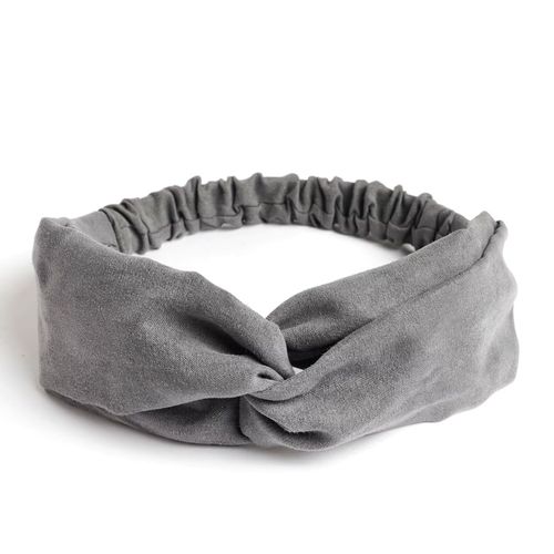Bandeau Croisé Pour Cheveux En Velours Uni Raffiné Gris