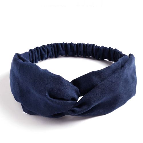 Bandeau Croisé Pour Cheveux En Velours Uni Raffiné Bleu
