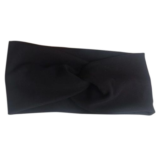 Bandeau Croisé Pour Cheveux Basique En Jersey Soyeux Uni Cosy Noir