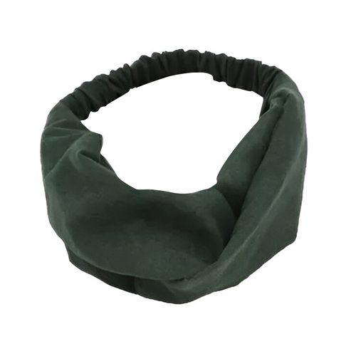 Bandeau Croisé Pour Cheveux En Velours Uni Raffiné Vert