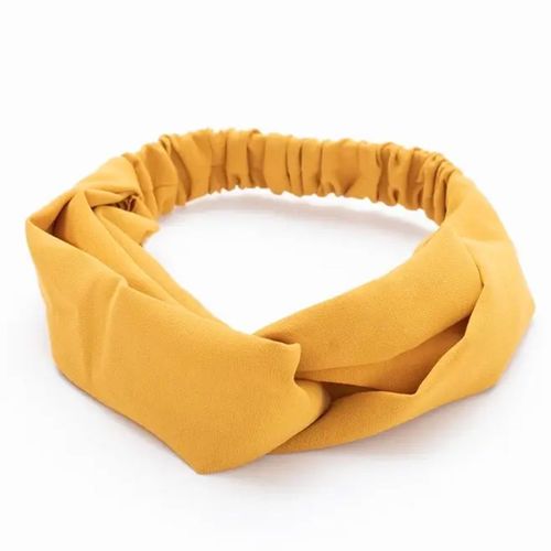 Bandeau Croisé Pour Cheveux En Velours Uni Raffiné Jaune