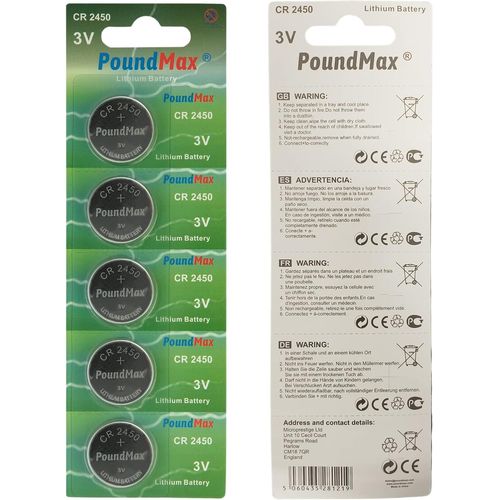 CLOUDDS_2450 Lot De 5 Piles Bouton Au Lithium Cr2450 Dl2450 3 V