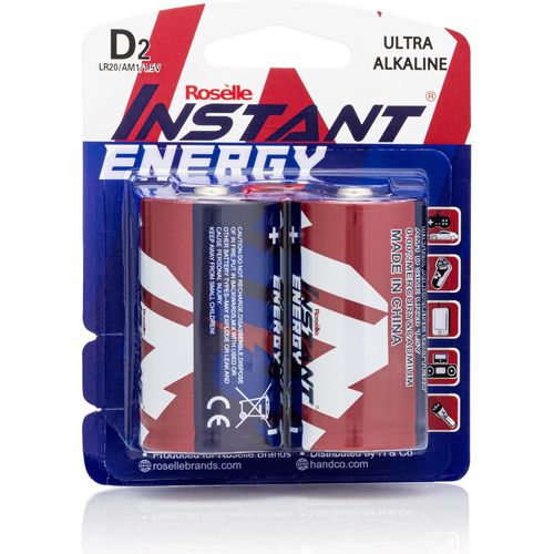 CLOUDDS_Instant Energy Ultra Lot De 2 Piles Alcalines Lr20/Am1/1,5 V Taille D