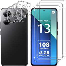 Cloudds_Pour Xiaomi Redmi Note 13 4g Verre Trempé,3+3 Pièces Protection Écran+Caméra Arrière Protecteur Film,9h Dureté Hd Anti-Rayures Sans Bulles Protecteurs D'écran