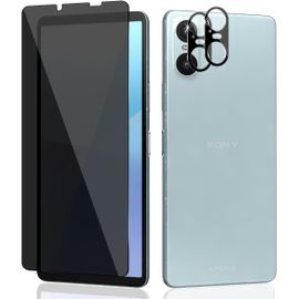 Cloudds_[1+2 Pièces Verre Trempé Pour Sony Xperia 10 Vi Anti-Espion Protection Écran+Caméra Verre Trempé,9h Dureté Privacy Film Protecteur D'écran Pour Sony Xperia 10 Vi