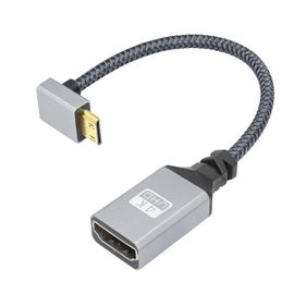 CLOUDDS_Câble Adaptateur Mini Hdmi Vers Hdmi 4K,Angle De 90 Degrés,Mini Hdmi Mâle Vers Hdmi Femelle,Câble Court En Aluminium Tressé,Support 4K Uhd,Pour Ordinateur Portable,Projecteur,Tv(20 Cm)