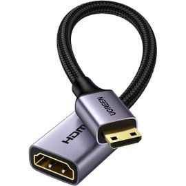 CLOUDDS_Adaptateur Mini Hdmi Vers Hdmi 4K 60Hz Câble Mâle Vers Femelle 18Gpbs 3D Ethernet Arc Compatible Avec Pc Tablette Raspberry Pi Zero Caméra Canon Eos 700D Nikon D5300 Hdtv 4K 25Cm