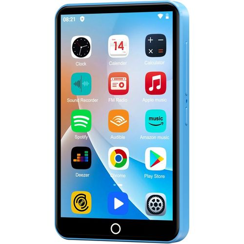 CLOUDDS_80Go Lecteur Mp3 Avec Bluetooth Et Wifi,Lecteur De Musique Mp3 Et Mp4,Lecteur Vidéo À Écran Tactile 4 Pouces 1080P,Lecteur Portable Android Spotify Avec Play Store(Bleu)