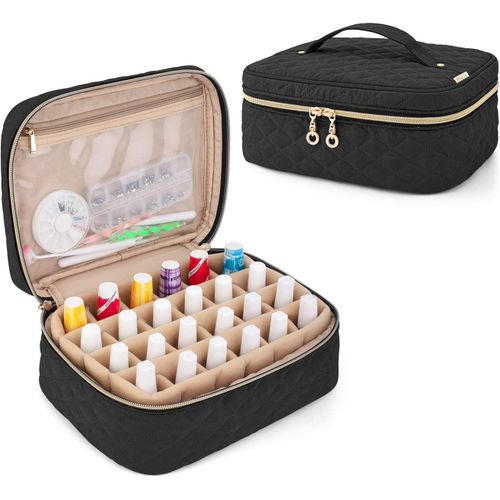 Ytseazn-Rangement Pour 24 Flacons De Vernis À Ongles,Organiseur De Vernis À Ongles,Sac De Transport De Vernis À Ongles,Sac Pour 24 Flacons(15ml/0.5 Fl.Oz)De Vernis À Ongles,Noir 