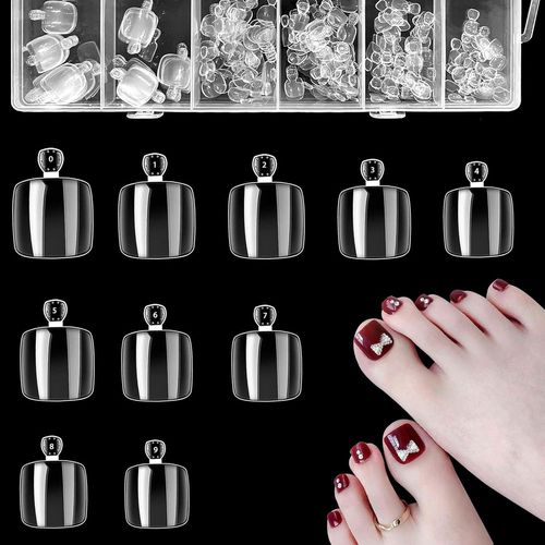 Ytseazn-500 Pièces Faux Ongles Pied,Transparent False Toe Nails Tips,Faux Orteil Ongles Pieds Pour Dames,10 Tailles Différentes 