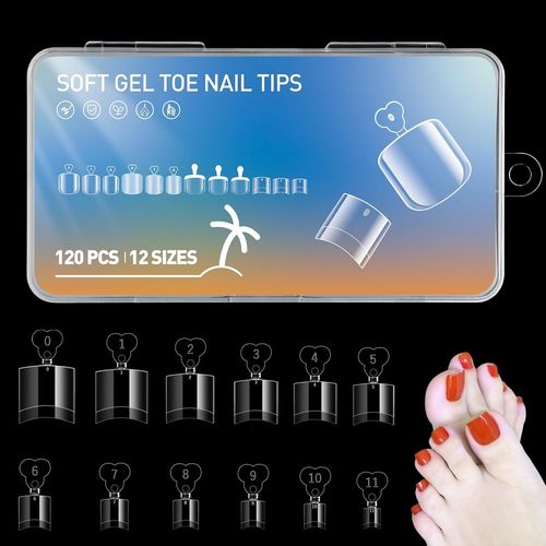 Ytseazn-120 Pièces Faux Ongles De Pied,Clair Ongles Artificiels À Couverture Complète,Ongle D'orteil Artificiel Français,12 Tailles Artificielle Fake Nails Avec Boîte Pour Dames Ongles Décorations 