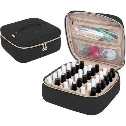Ytseazn-Rangement Pour 36 Flacons De Vernis À Ongles,Organiseur De Vernis À Ongles,Sac De Transport De Vernis À Ongles,Sac Pour 36 Flacons(15ml/0.5 Fl.Oz)De Vernis À Ongles,Noir 