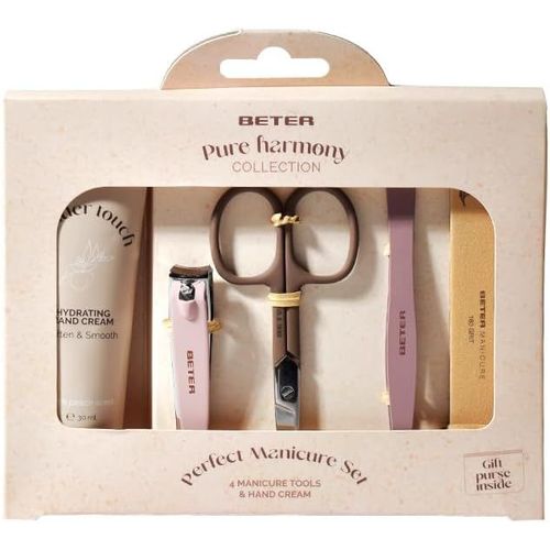 Ytseazn-Ensemble De Manucure Pure Harmony,Ensemble De 4 Pièces(Lime À Ongles,Pince À Épiler,Ciseaux À Ongles,Coupe-Ongles)+Crème Pour Les Mains Et Sac En Tissu,Parfait Pour Cadeau,Noël,Kit 