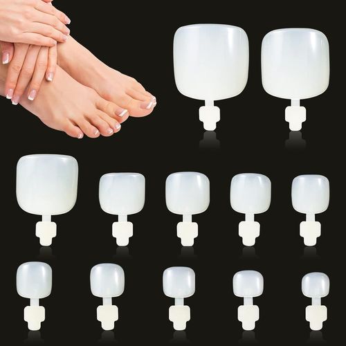 Ytseazn-120 Pièces Faux Ongles D'orteil Artificiel Faux Ongles Pieds Capsule Ongle Pied French Français Pleine Couverture Pieds Ongles Conseils Pour Dames Femmes Filles Acrylique Tips Ongles(12 Tailles) 