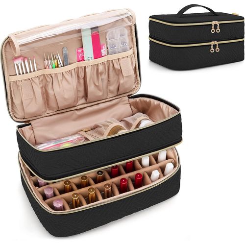 Ytseazn-Sac Organisateur De Vernis À Ongles Pour 40 Bouteilles(15ml-0,5 Fl.Oz),Rangement Pour Vernis À Ongle Avec Sections De Rangement Pour Outils De Manucure,Étui Pour Vernis À Ongles,Noir 