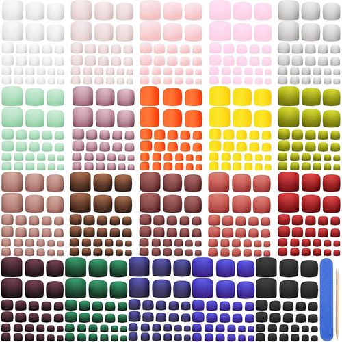 Ytseazn-560 Pièces 20 Set D'orteis Artificiels Kit De Tips De Faux Ongles De Pieds À Couverture Complète De 14 Tailles Avec Avec Limes À Ongles Et Bâton Pour Diy 
