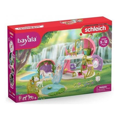 Schleich Bayala - Coffret Maison Fleur pailletee, ecurie, lac - Figurines Licornes, Fee Elfe - Univers de Jeu - Set Jouet et Carte