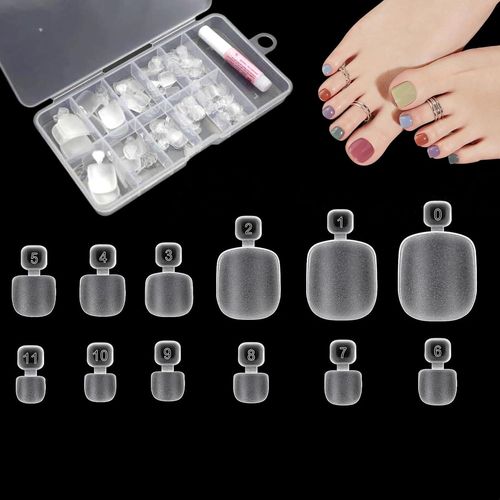 Ytseazn-Lot De 120 Faux Ongles D'orteils À Coller-En Gel-Faux Ongles D'orteils-Faux Pieds-Kit De Boîte À Ongles En Gel-Transparent-Pour Pâte À Ongles 