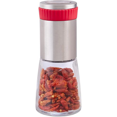 Ytseazn-Moulin À Piment,Moulin À Épices Inox,Salière Poivrier,Broyeur Fines Herbes 16 Cm,Rouge Argenté