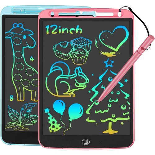 ytseazn-Tablette Dessin Enfant 2 Pack,Tablette Graphique De 12 Pouces Pour Enfants,Jeux Ardoise Magique Cadeaux Parfaits Pour Les Garçons Et Les Filles 3 4 5 6 7 8 9 10 11 12 Ans(Rose +Bleu)