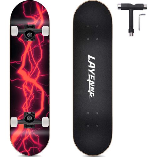 Ytseazn-Skateboard Skateboard Complet Professionnel De 31 X 8 Pouces,Planche À Skateboard 7 Couches,Support Abec-11,Convient Pour Adulte,Débutant,Adolescent,Enfant Et Enfant Rouge