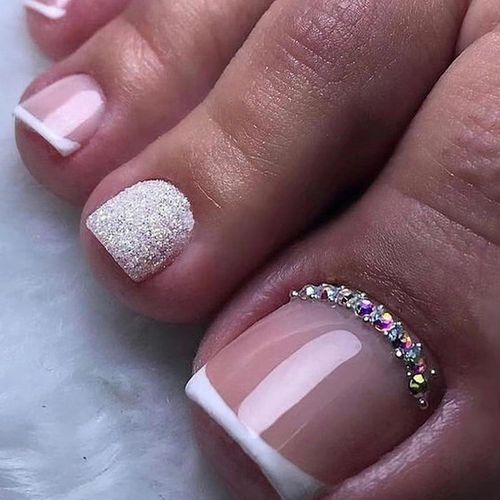 Ytseazn-Pack De 24 Ongles De Pieds Artificiels,Ongles De Orteils En Acrylique Nude,Faux Ongles Carrés Français Courts,Autocollants Naturels Pour Femmes Et Filles,Vernis Brillant 