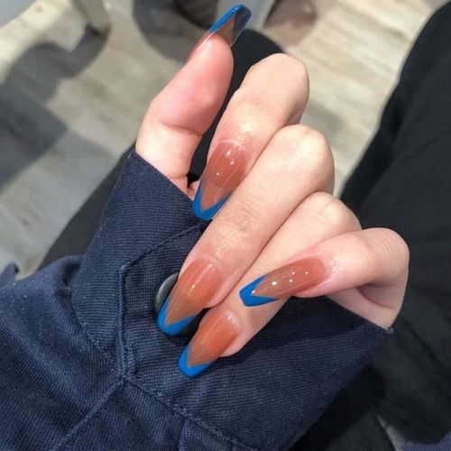 Ytseazn-Cercueil Carré Impression Sur Ongles Gradient Colle Sur Ongles Moyen Long Cercueil Faux Ongles Ballerine Français Stick Sur Ongles Brillant Ongles Ombre Rose Couverture Complète 24pcs 