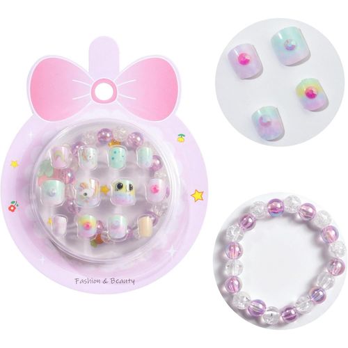 Ytseazn-Faux Ongles À Coller Pour Enfants,Filles,Petites Mains Et Femmes(Rose,Court) 