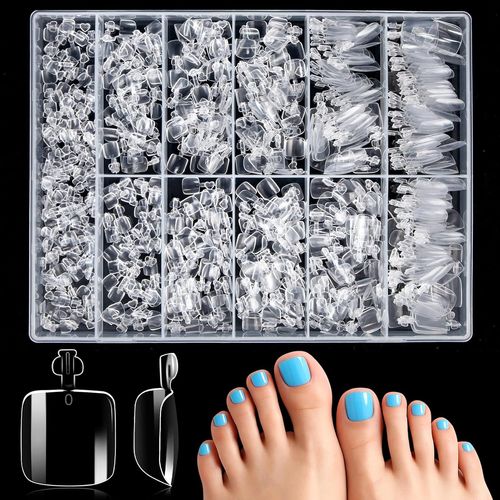 Ytseazn-550 Pcs Acrylonitrile Butadiène Styrène(Abs),Faux Ongles Pieds,Capsule Ongle Pied Faux Ongles Orteils En 11 Tailles Avec Boîte Pour Femme Fille Diy Manucure Salons Nail Art 