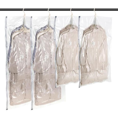 ytseazn-Lot De 4 Sacs De Rangement Sous Vide À Suspendre,Économiseur D'Espace,Jumbo Et L,Pour Vêtements Saisonniers,Robes,Costumes,Organiseur De Placard Réutilisable Avec 5 Crochets(A)