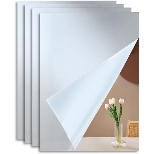 ytseazn-4 Pièces Miroirs Adhésifs Muraux En Acrylique-Décoration Murale Pratique,Anti-Humidité Et Résistant Aux Chocs,Format A4 Pour Salle De Bain Et Chambre